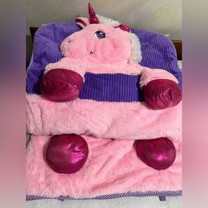 Hug Fun Pink Purple Unicorn Plush Kids Sleeping Bag